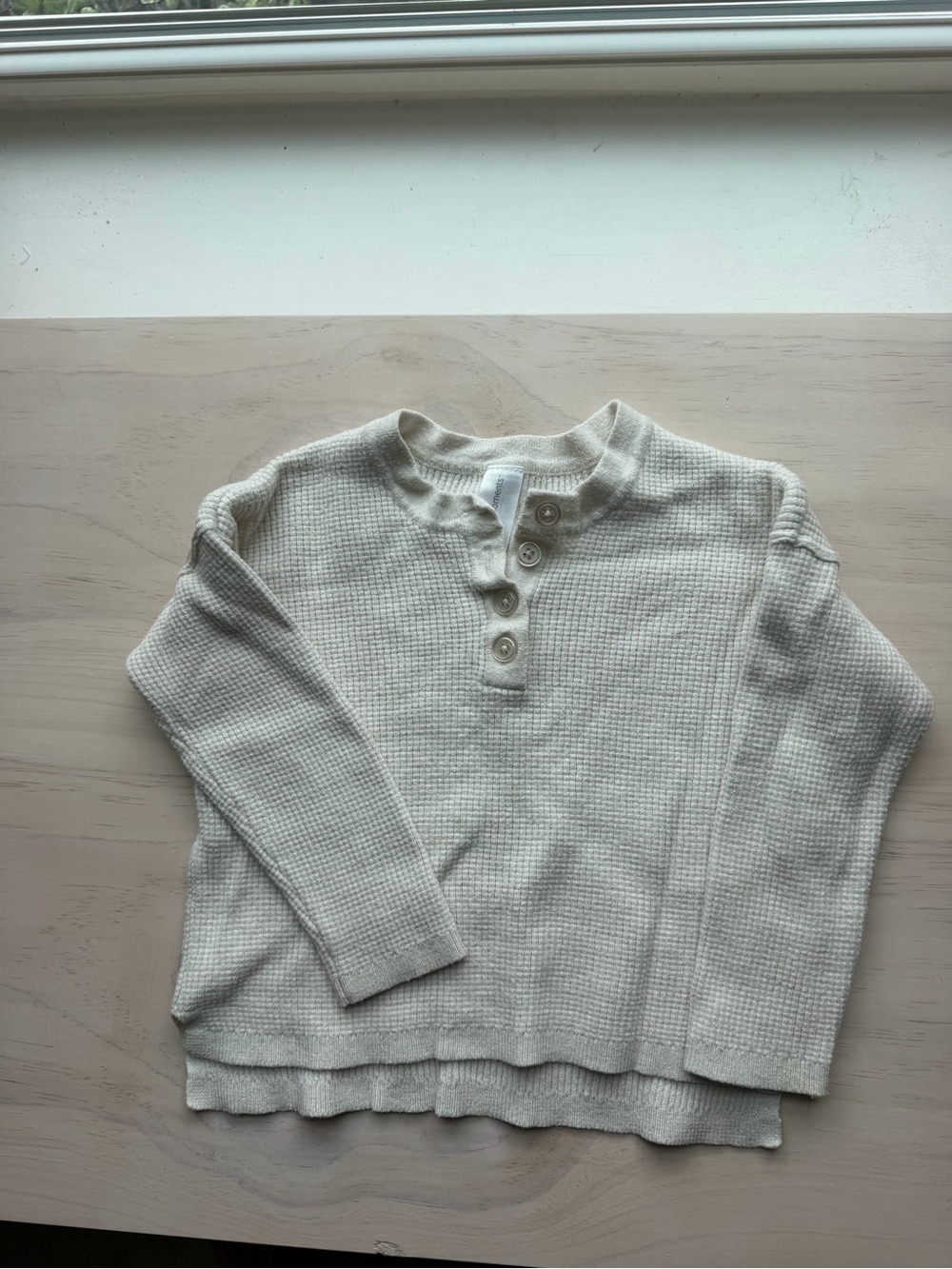 Modern Moments Kids Waffle Henley Long-Sleeve Top - Cream